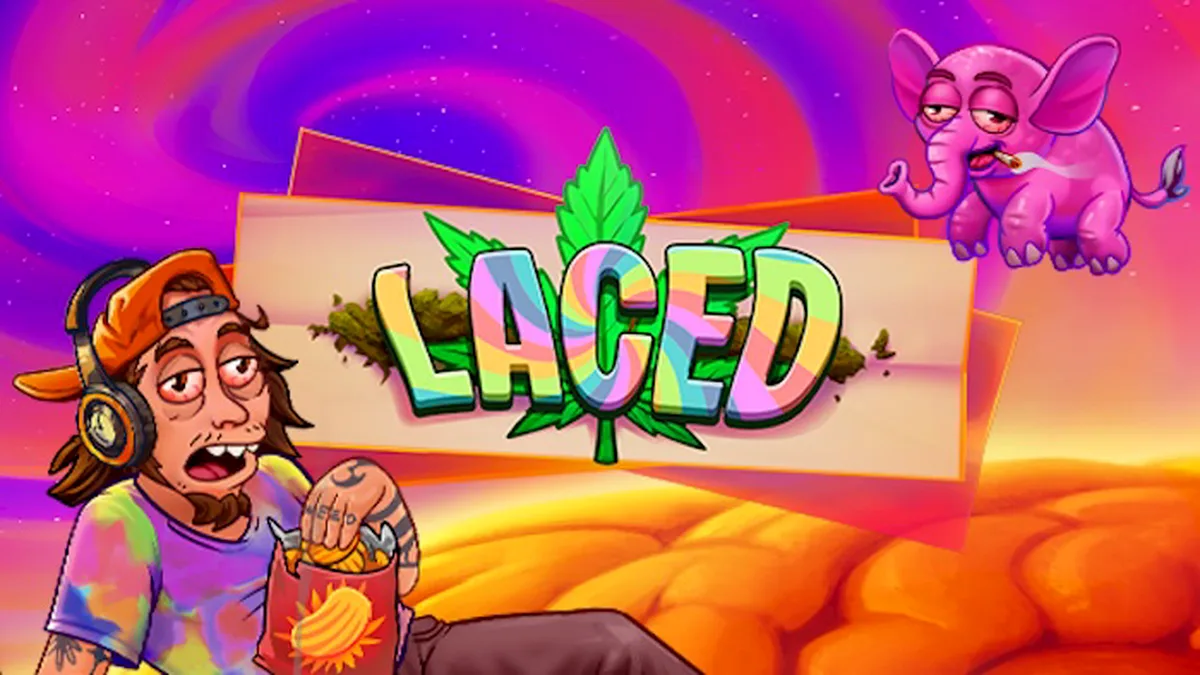 Tampilan visual slot Laced dengan elemen neon dan simbol unik